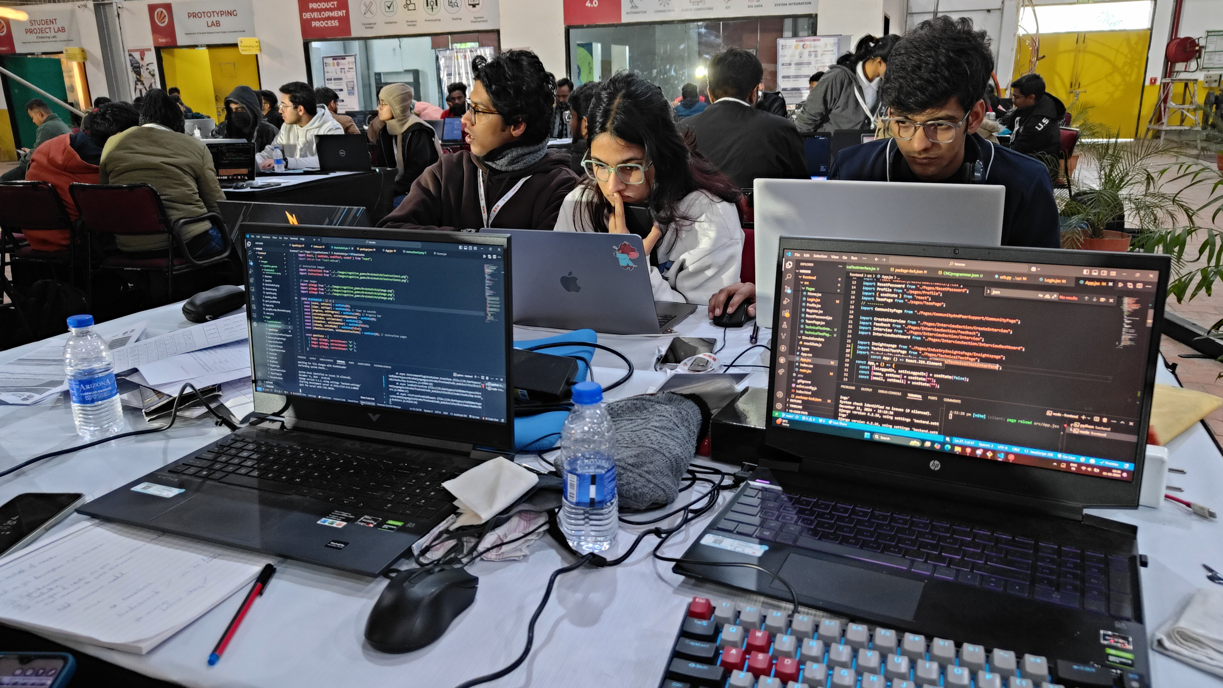 Team grinding and writing code during Smart India Hackathon 2024